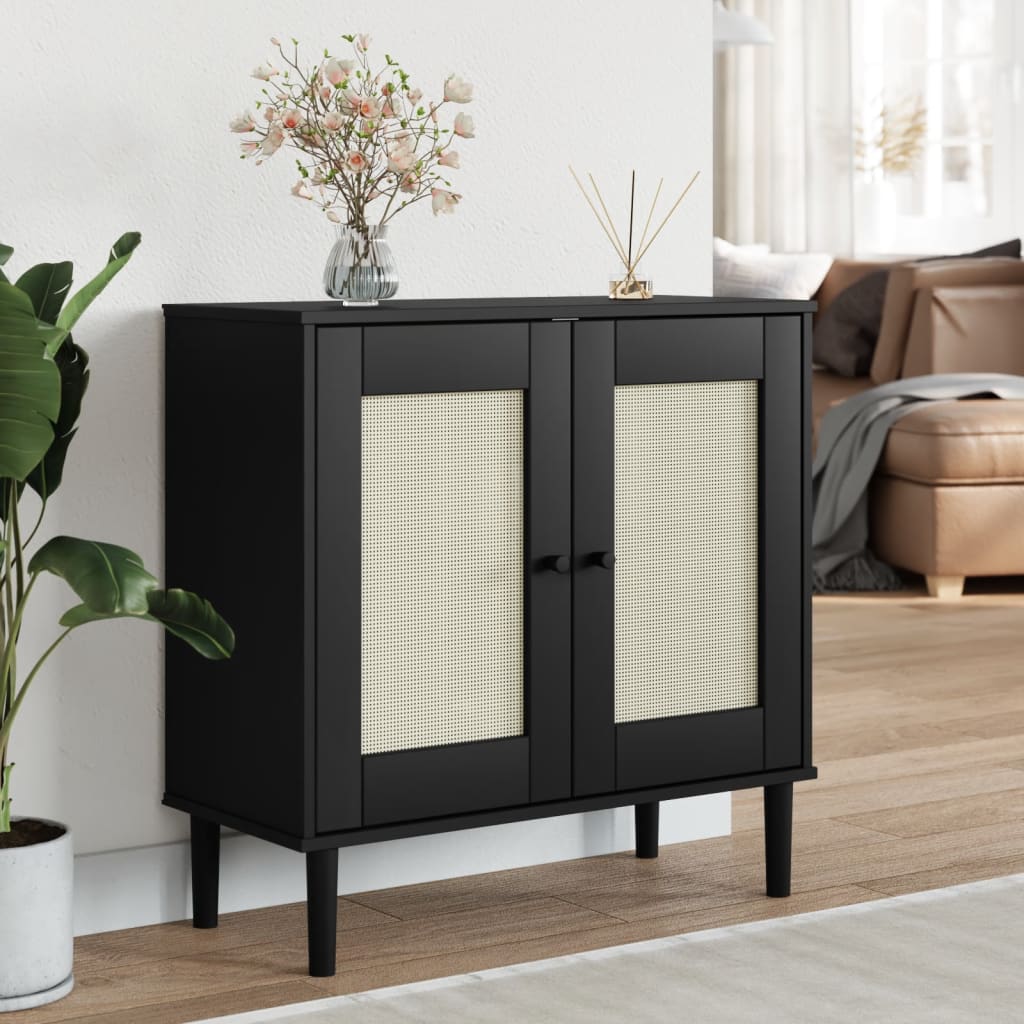 Buffet SENJA 80x35x80 cm aspect rotin bois de pin massif