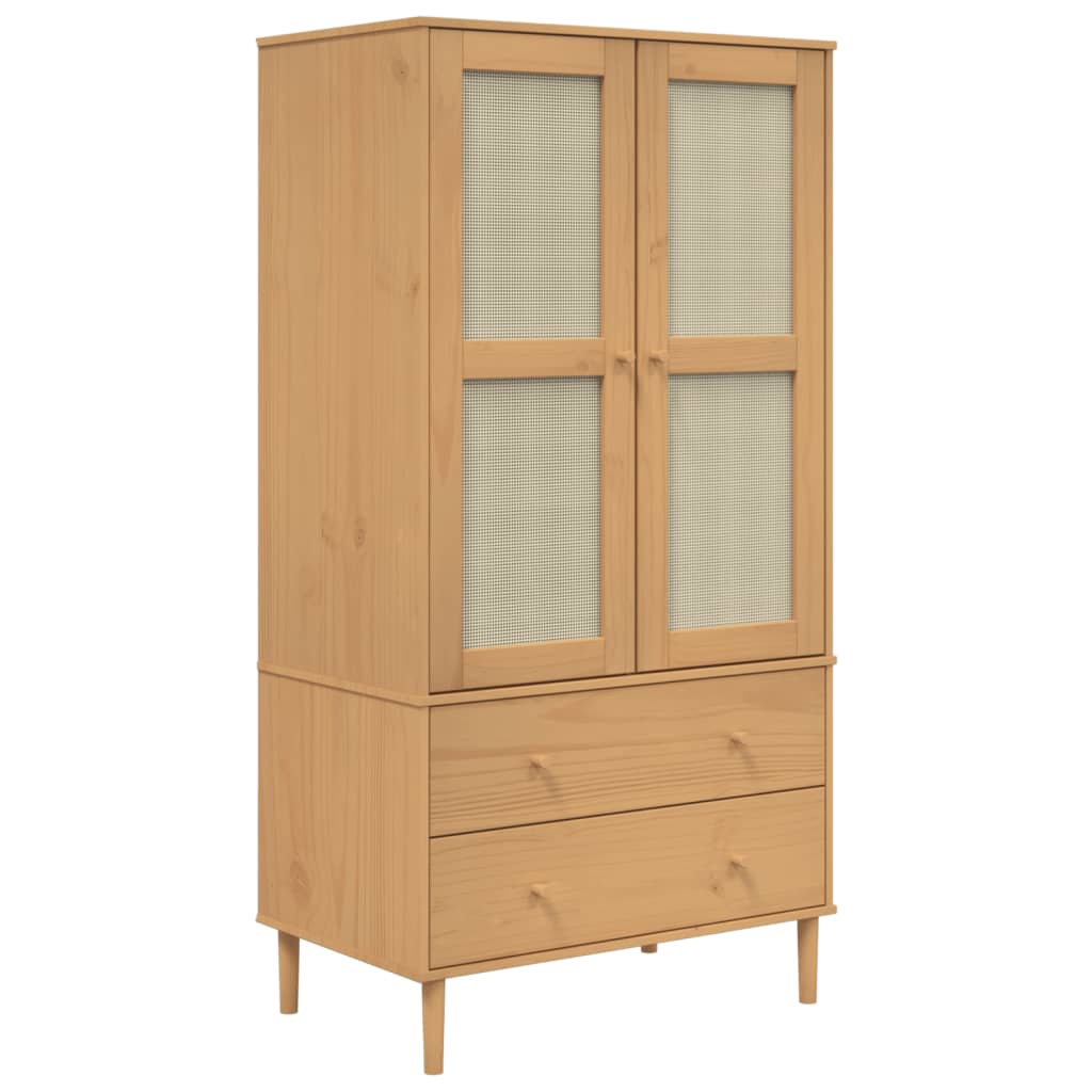 Armoire SENJA 90x55x175 cm aspect rotin bois de pin