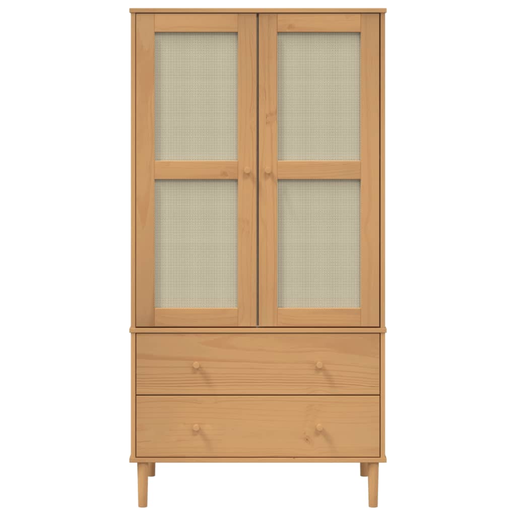 Armoire SENJA 90x55x175 cm aspect rotin bois de pin