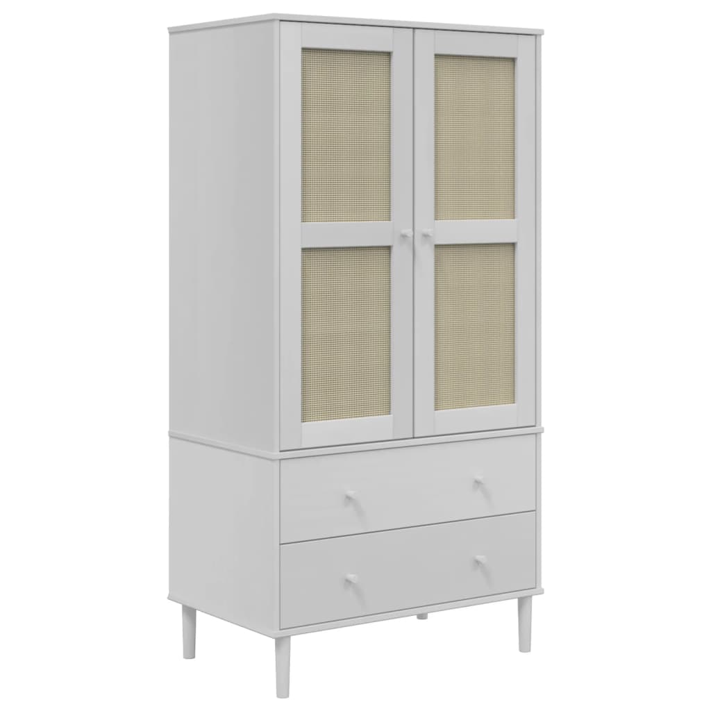 Armoire SENJA 90x55x175 cm aspect rotin bois de pin