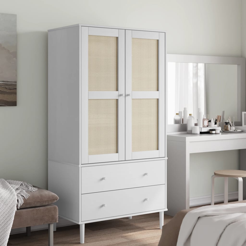 Armoire SENJA 90x55x175 cm aspect rotin bois de pin