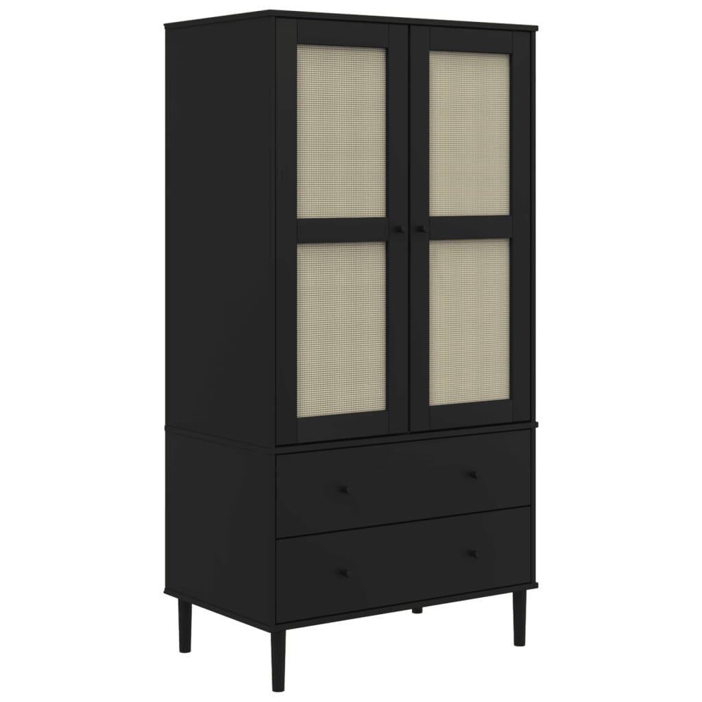 Armoire SENJA 90x55x175 cm aspect rotin bois de pin