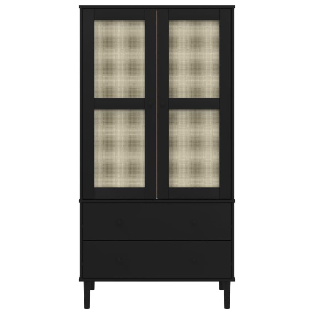 Armoire SENJA 90x55x175 cm aspect rotin bois de pin