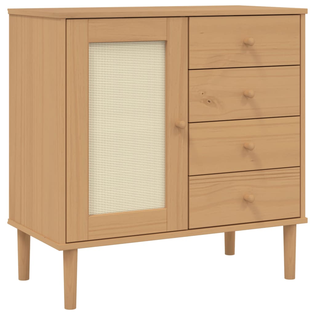 Dressoir SENJA 80x40x80 cm rattan look massief grenenhout