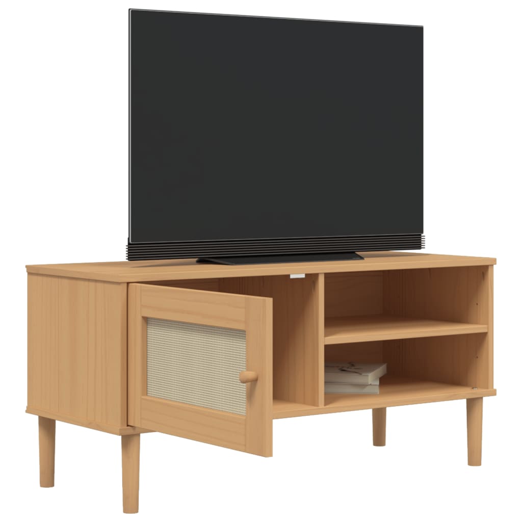 Tv-meubel SENJA 106x40x49 cm rattan massief grenenhout