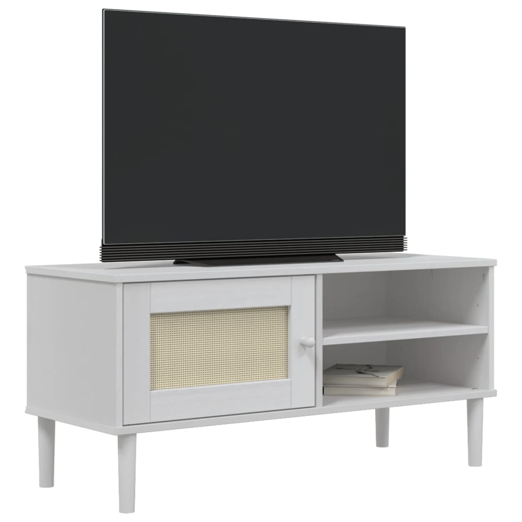 Meuble TV SENJA 106x40x49 cm rotin bois de pin massif