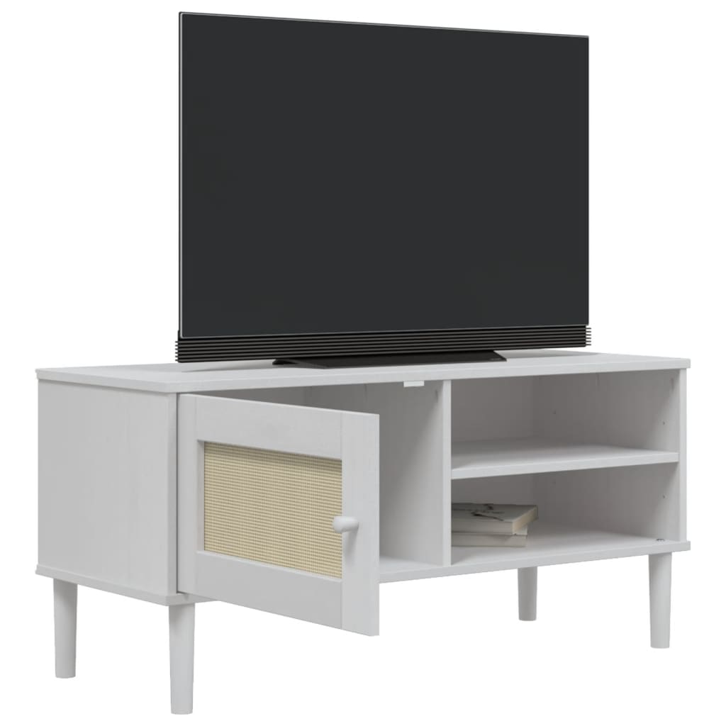 Meuble TV SENJA 106x40x49 cm rotin bois de pin massif