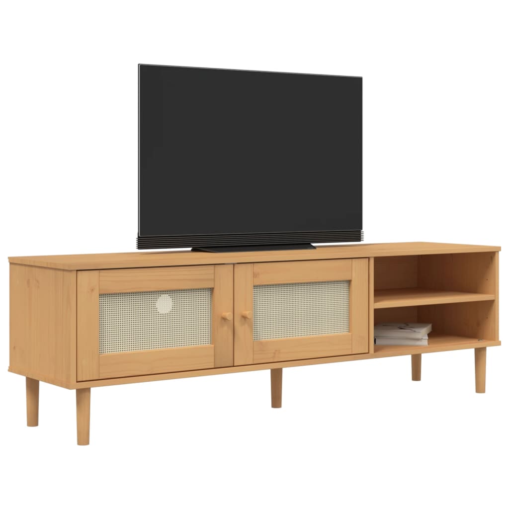 Tv-meubel SENJA 158x40x49 cm rattan-look massief grenenhout