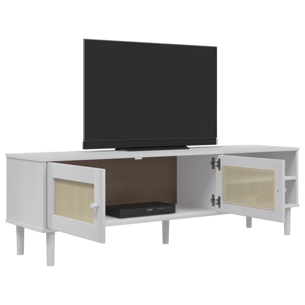 Tv-meubel SENJA 158x40x49 cm rattan-look massief grenenhout