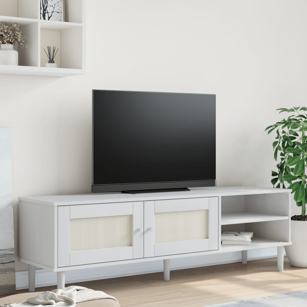 Tv-meubel SENJA 158x40x49 cm rattan-look massief grenenhout