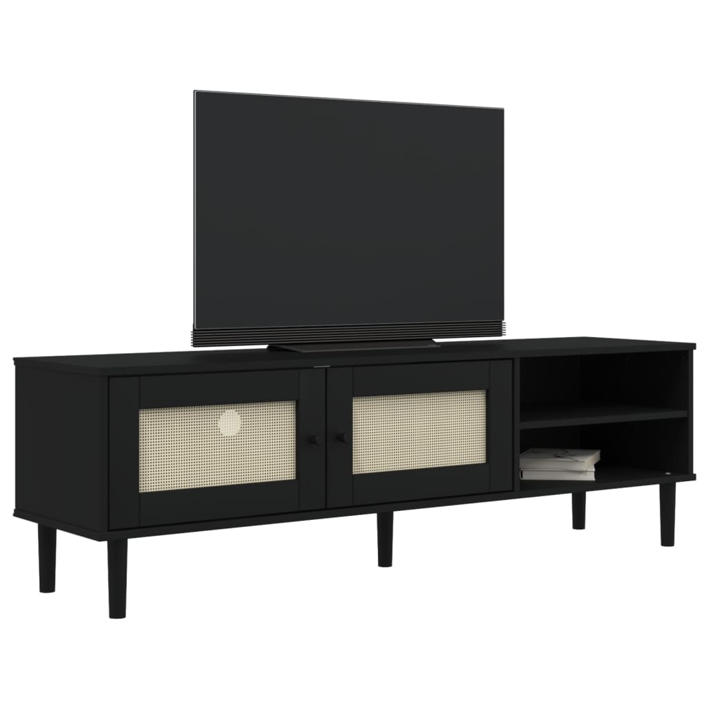 Tv-meubel SENJA 158x40x49 cm rattan-look massief grenenhout