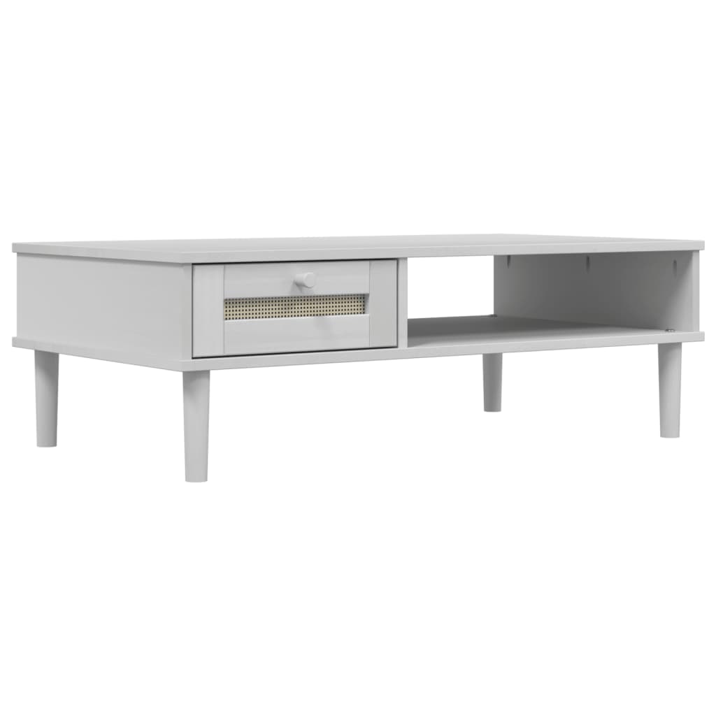 Table basse SENJA 100x55x33 cm aspect rotin bois massif