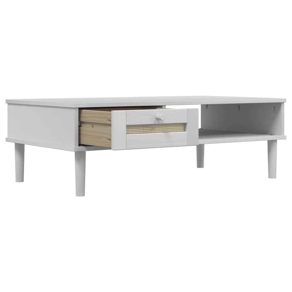 Table basse SENJA 100x55x33 cm aspect rotin bois massif