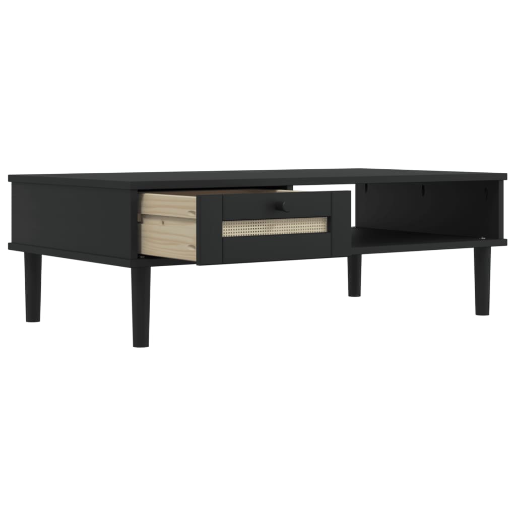 Table basse SENJA 100x55x33 cm aspect rotin bois massif