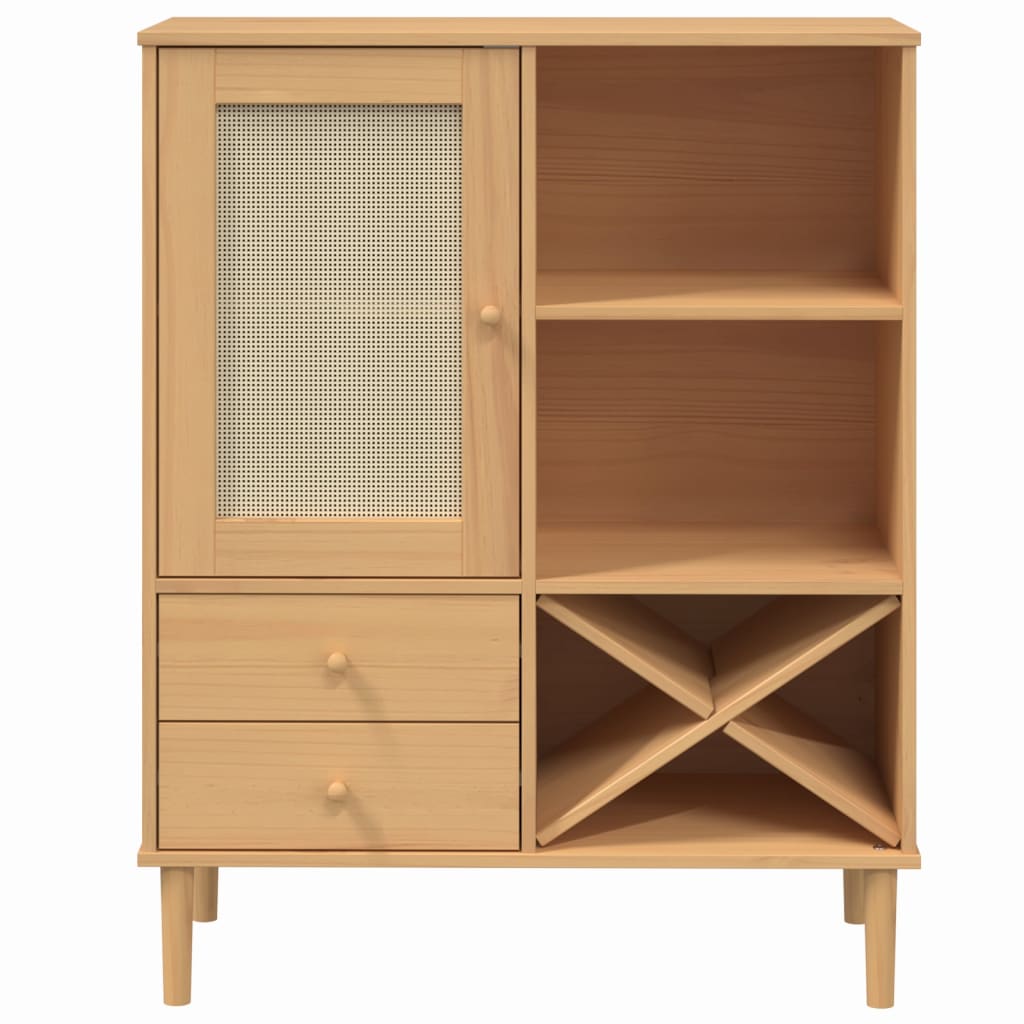 Armoire haute SENJA 90x40x112 cm aspect rotin bois de pin