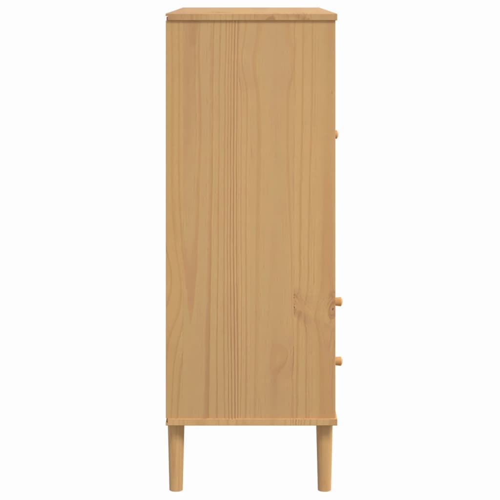 Armoire haute SENJA 90x40x112 cm aspect rotin bois de pin