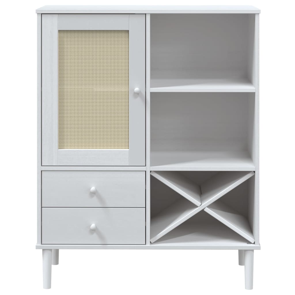 Armoire haute SENJA 90x40x112 cm aspect rotin bois de pin