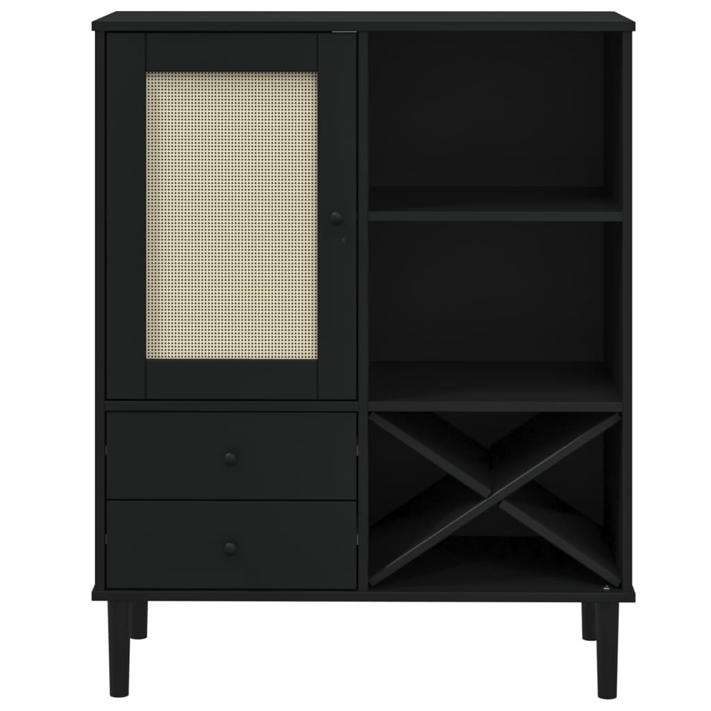 Armoire haute SENJA 90x40x112 cm aspect rotin bois de pin