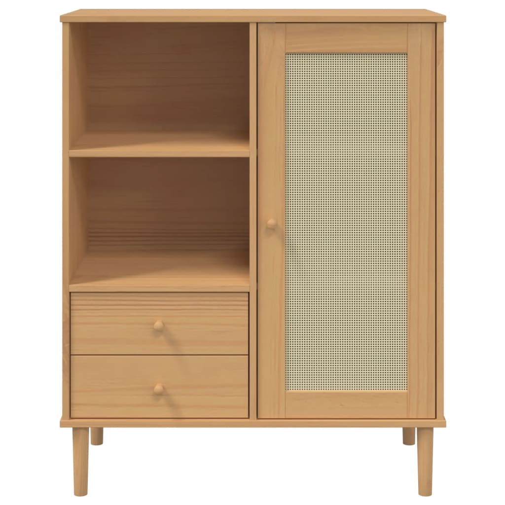 Armoire haute SENJA aspect rotin 90x40x112 cm bois de pin