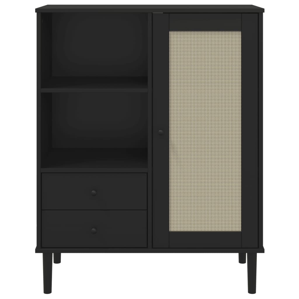 Armoire haute SENJA aspect rotin 90x40x112 cm bois de pin