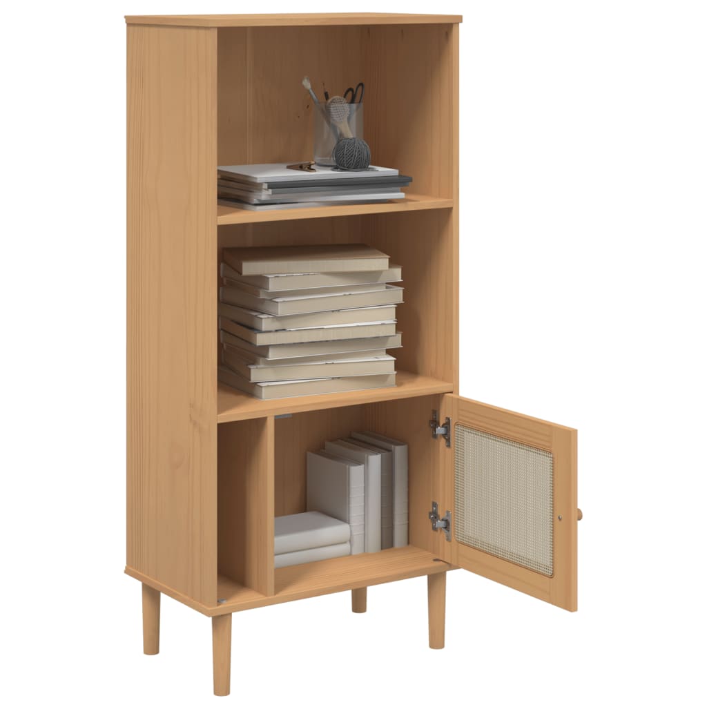 Boekenkast SENJA rattan-look 60x35x130 cm grenenhout