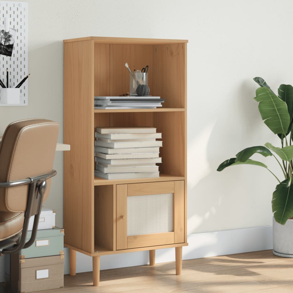 Boekenkast SENJA rattan-look 60x35x130 cm grenenhout