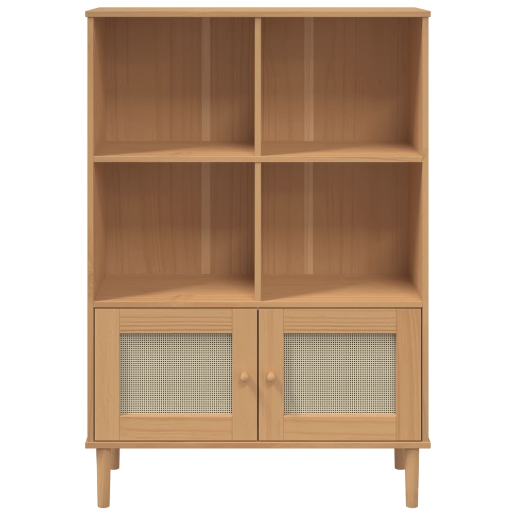 Boekenkast SENJA rattan-look 90x35x130 cm grenenhout