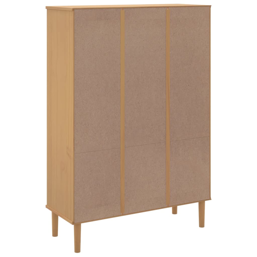 Bibliothèque SENJA aspect rotin 90x35x130 cm bois de pin