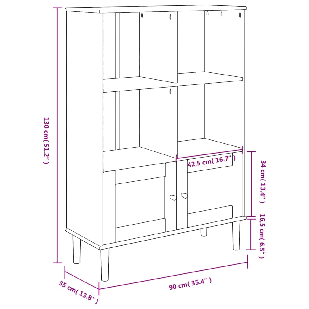 Bibliothèque SENJA aspect rotin 90x35x130 cm bois de pin