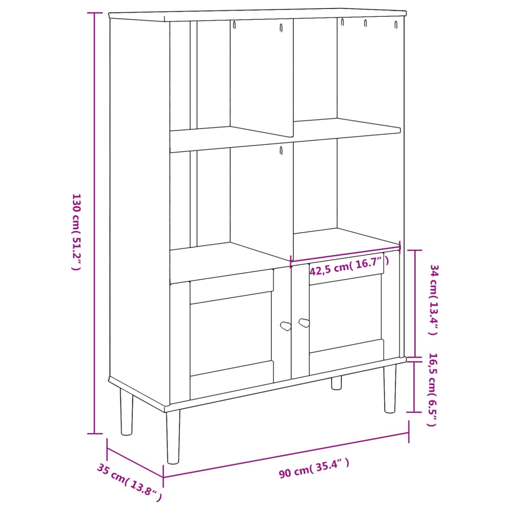 Bibliothèque SENJA aspect rotin 90x35x130 cm bois de pin