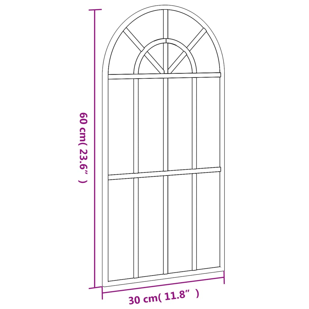 Wandspiegel boog 30x60 cm ijzer zwart