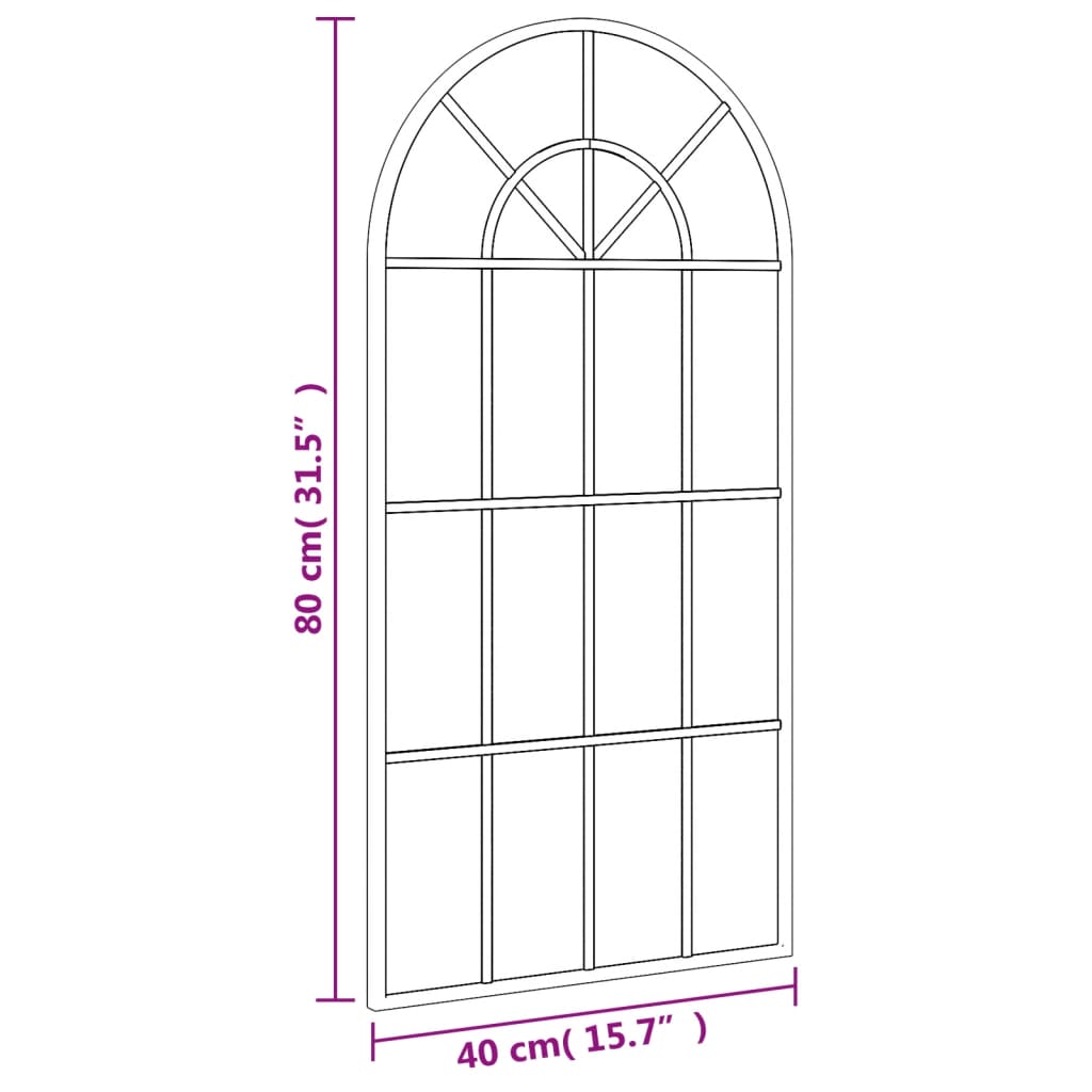 Wandspiegel boog 30x60 cm ijzer zwart