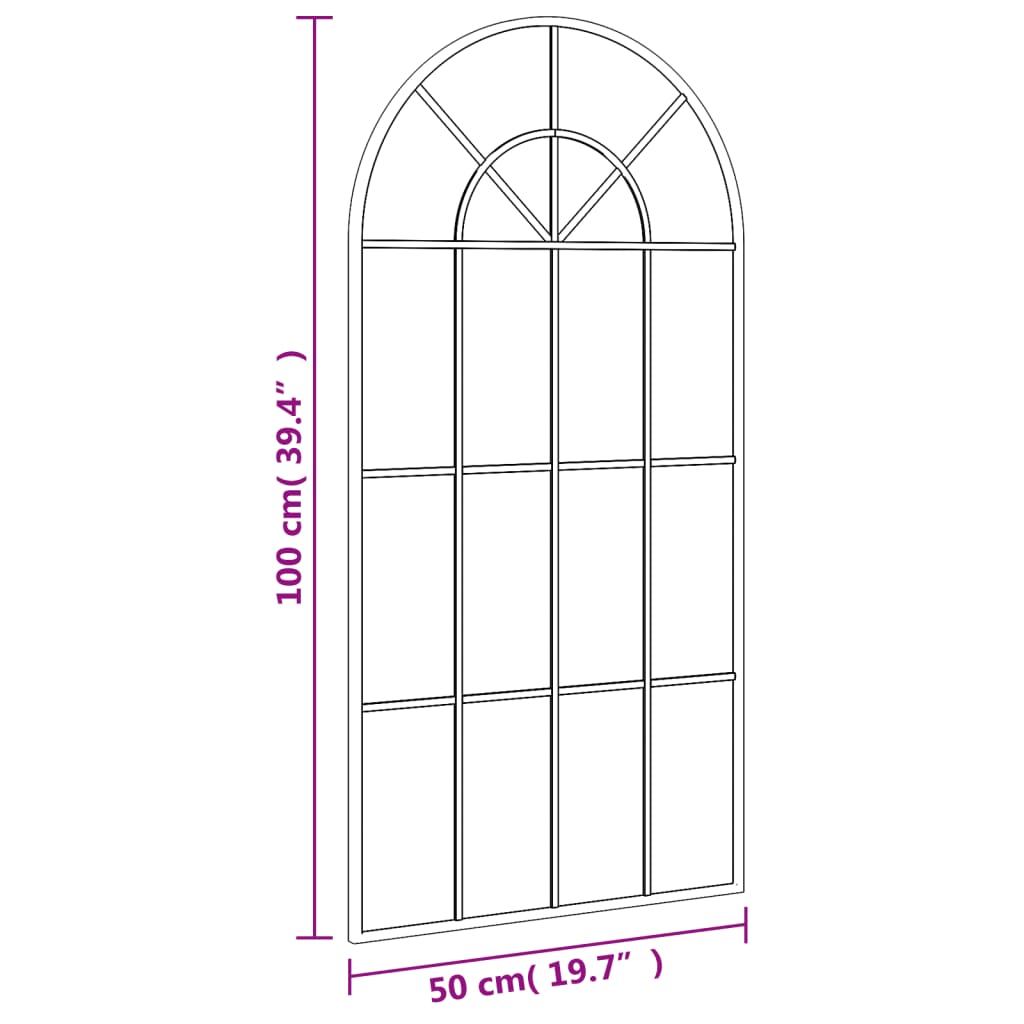 Wandspiegel boog 40x80 cm ijzer zwart