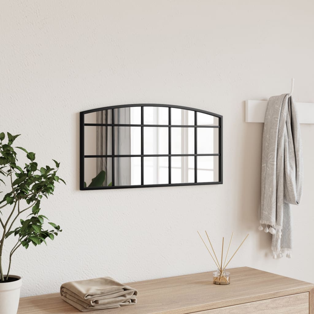 Miroir mural arche 80x40 cm fer noir