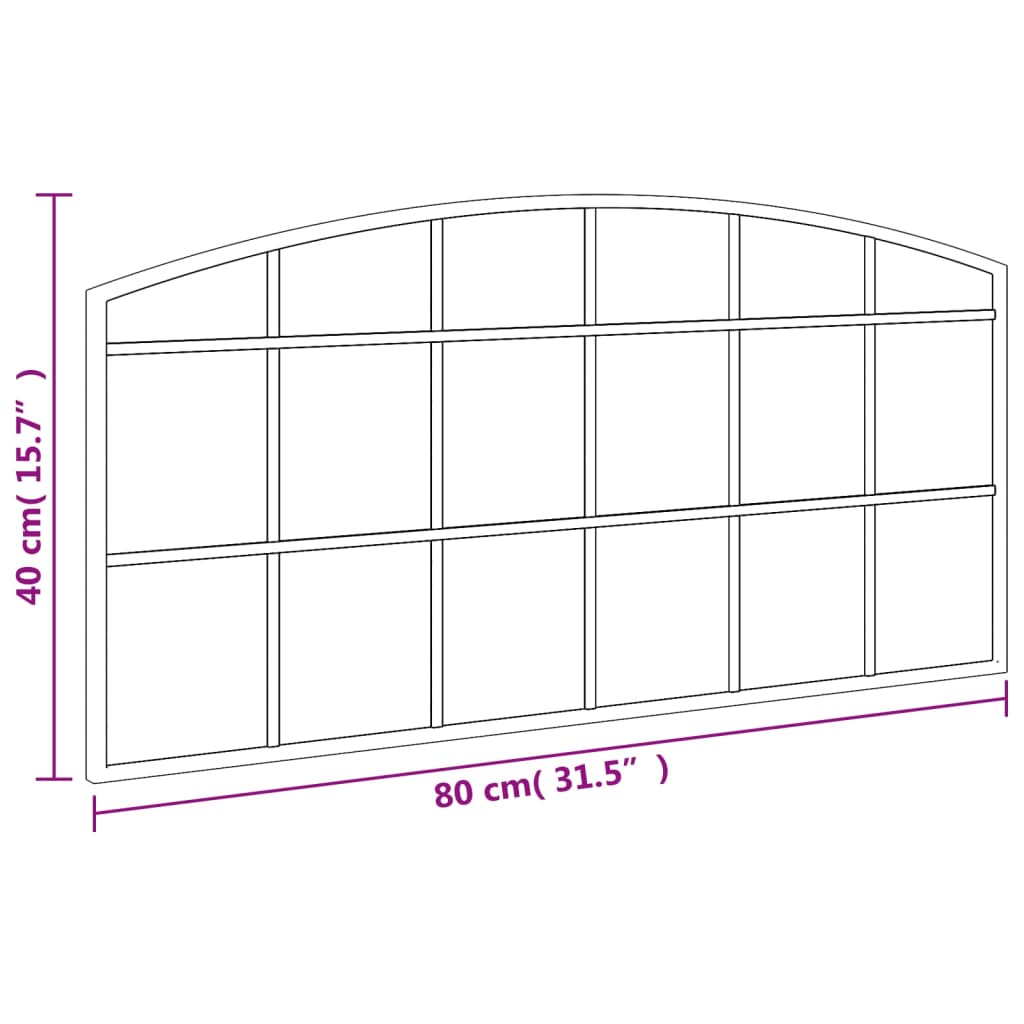 Miroir mural arche 80x40 cm fer noir