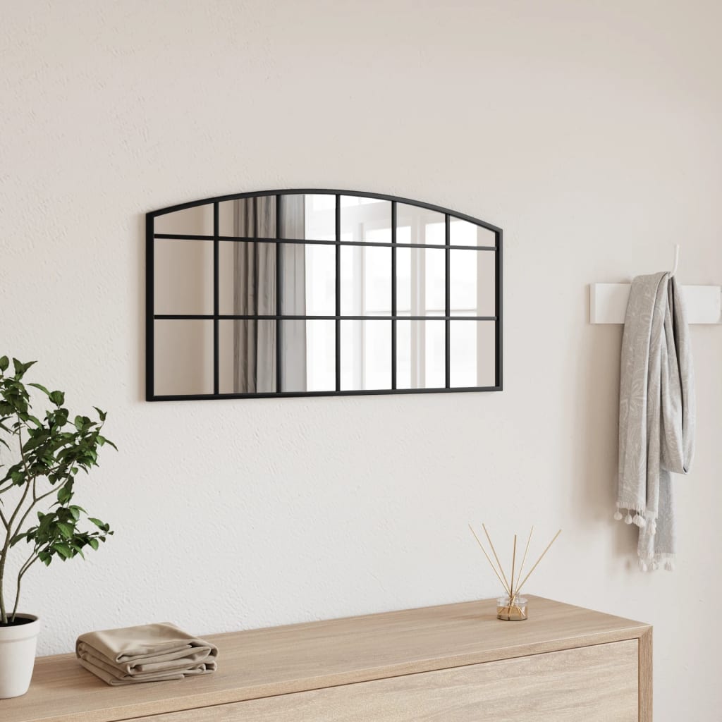 Miroir mural arche 80x40 cm fer noir