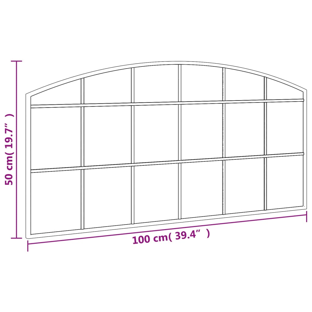 Miroir mural arche 80x40 cm fer noir