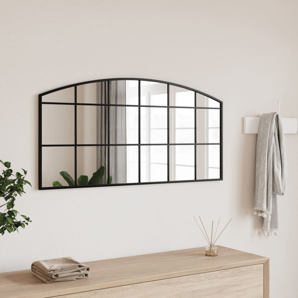 Miroir mural arche 80x40 cm fer noir