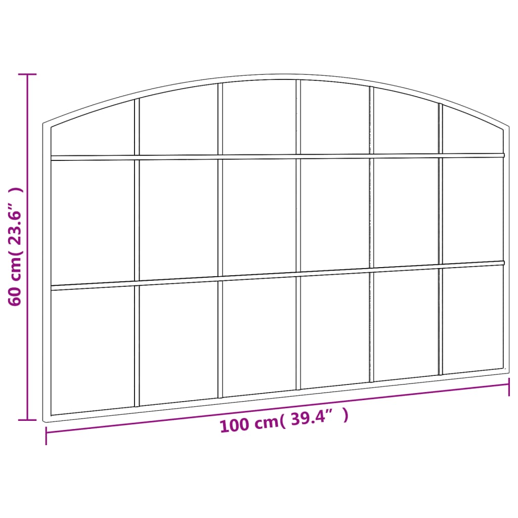 Miroir mural arche 80x40 cm fer noir