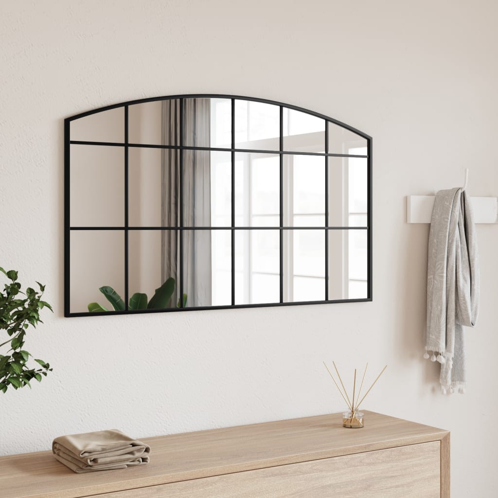 Miroir mural arche 80x40 cm fer noir