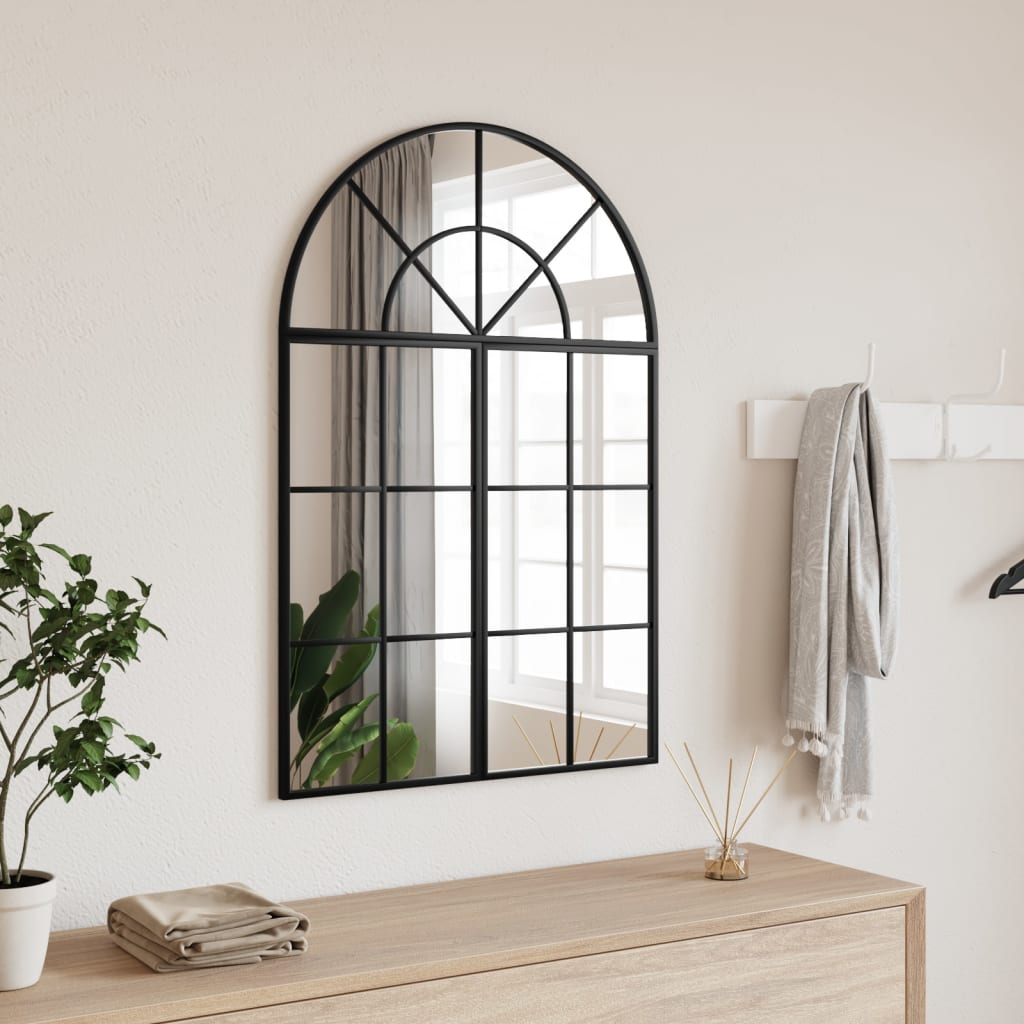 Miroir mural arche 60x30 cm fer noir