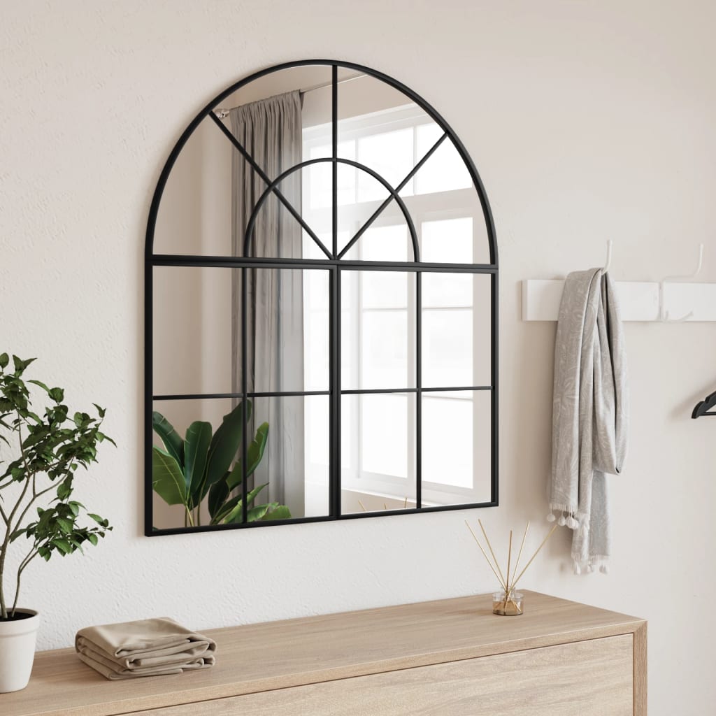 Miroir mural arche 60x30 cm fer noir