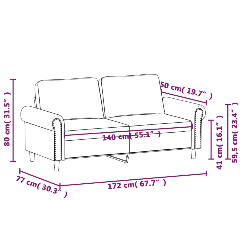 Tweezitsbank 120 cm kunstleer cappuccinokleurig