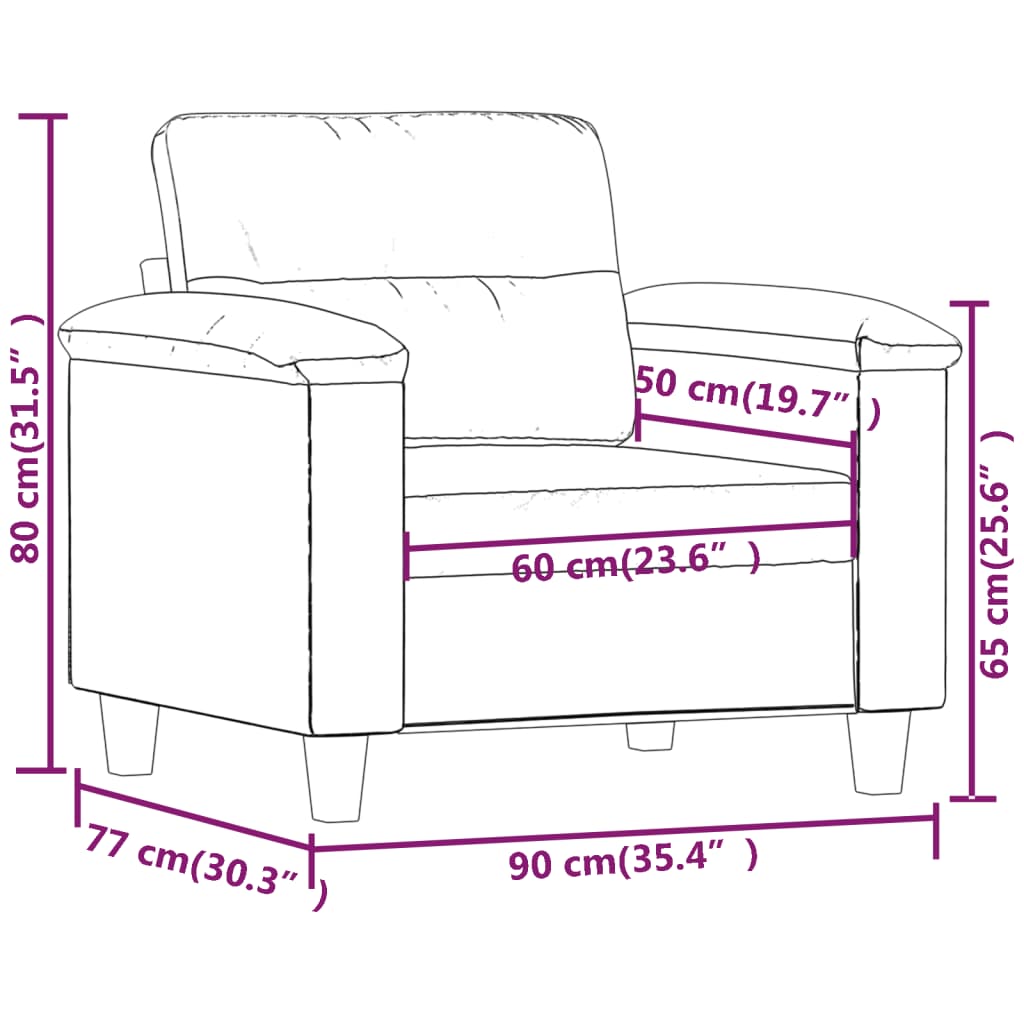 Fauteuil 60 cm kunstleer