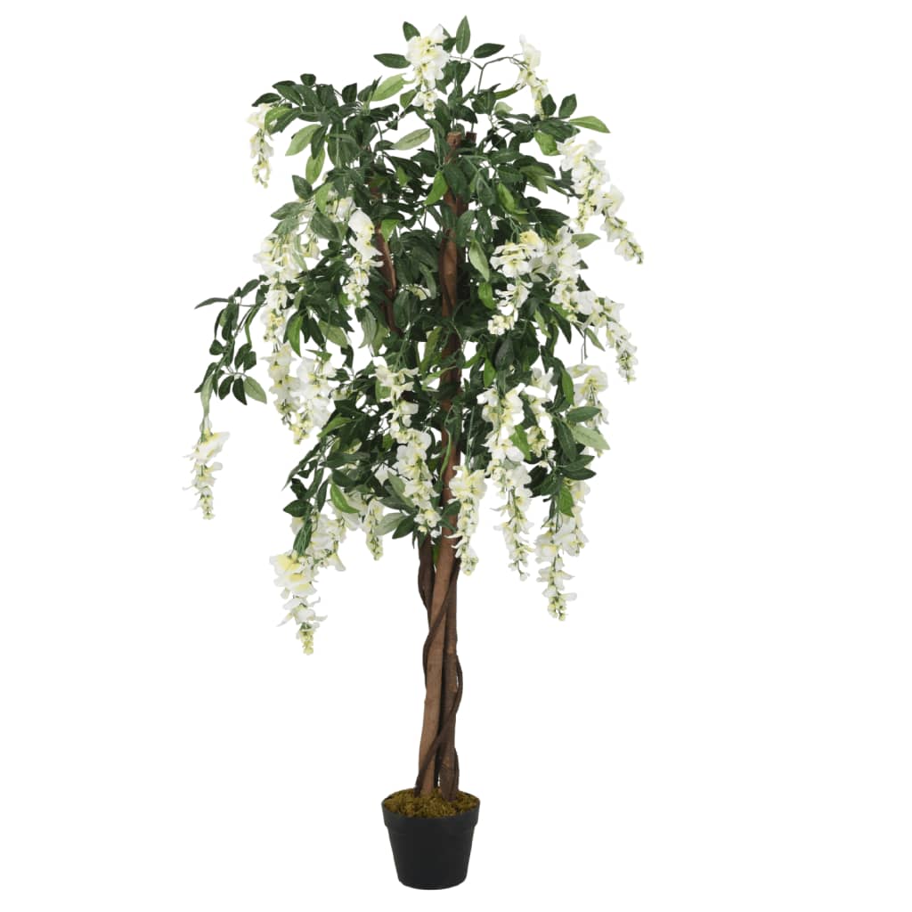 Kunstplant wisteria 840 bladeren 120 cm groen en wit