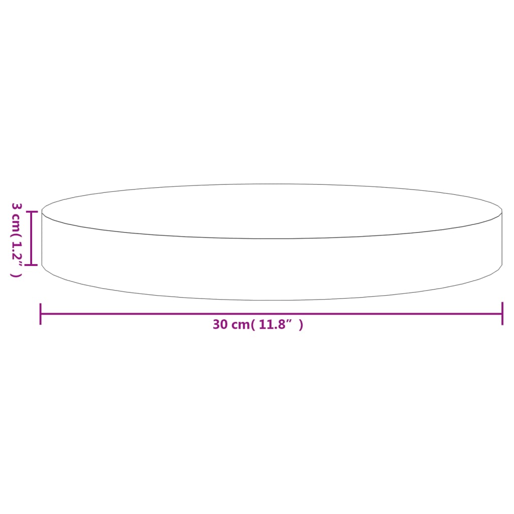 Plateau de table rond Ø70x3 cm en bois de pin massif