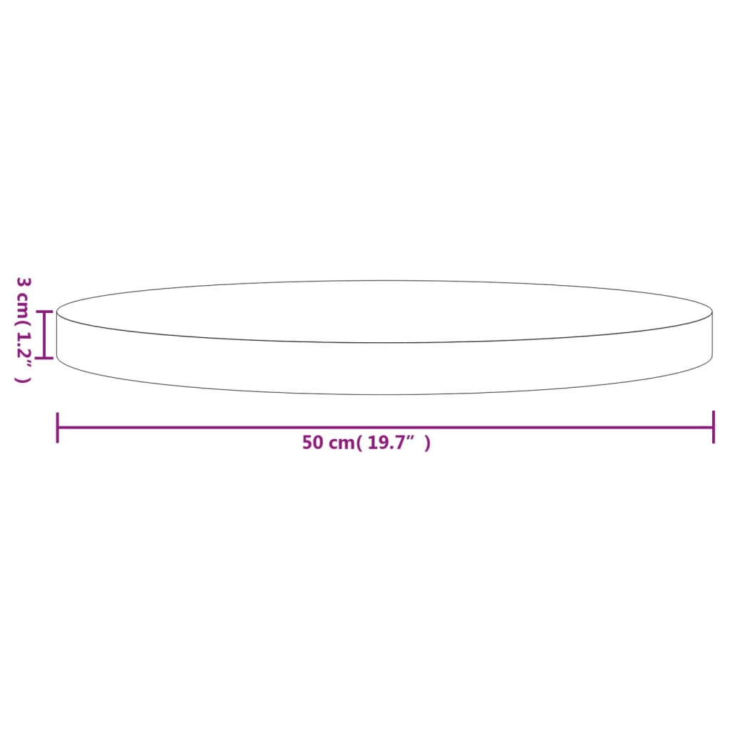 Plateau de table rond Ø70x3 cm en bois de pin massif