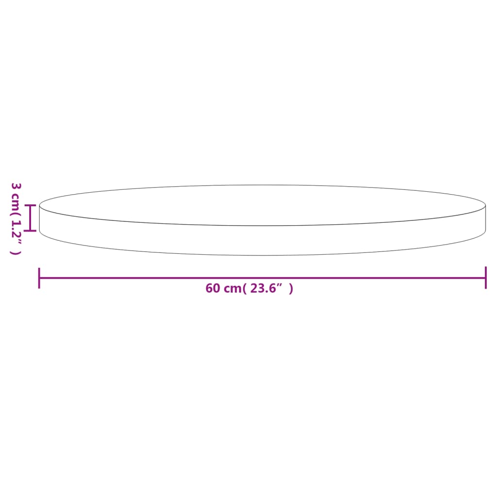 Plateau de table rond Ø70x3 cm en bois de pin massif