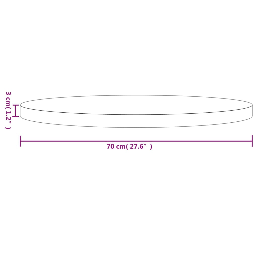 Plateau de table rond Ø70x3 cm en bois de pin massif