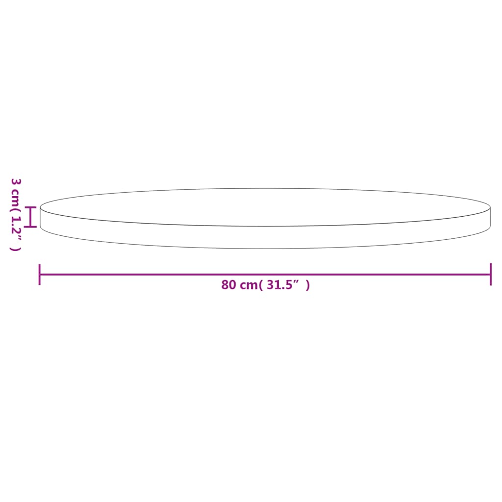 Plateau de table rond Ø70x3 cm en bois de pin massif